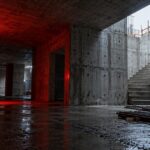 Pracownicy budują żelbetowy schron w hali zakładowej jako ukrycie do czasu kryzysu.